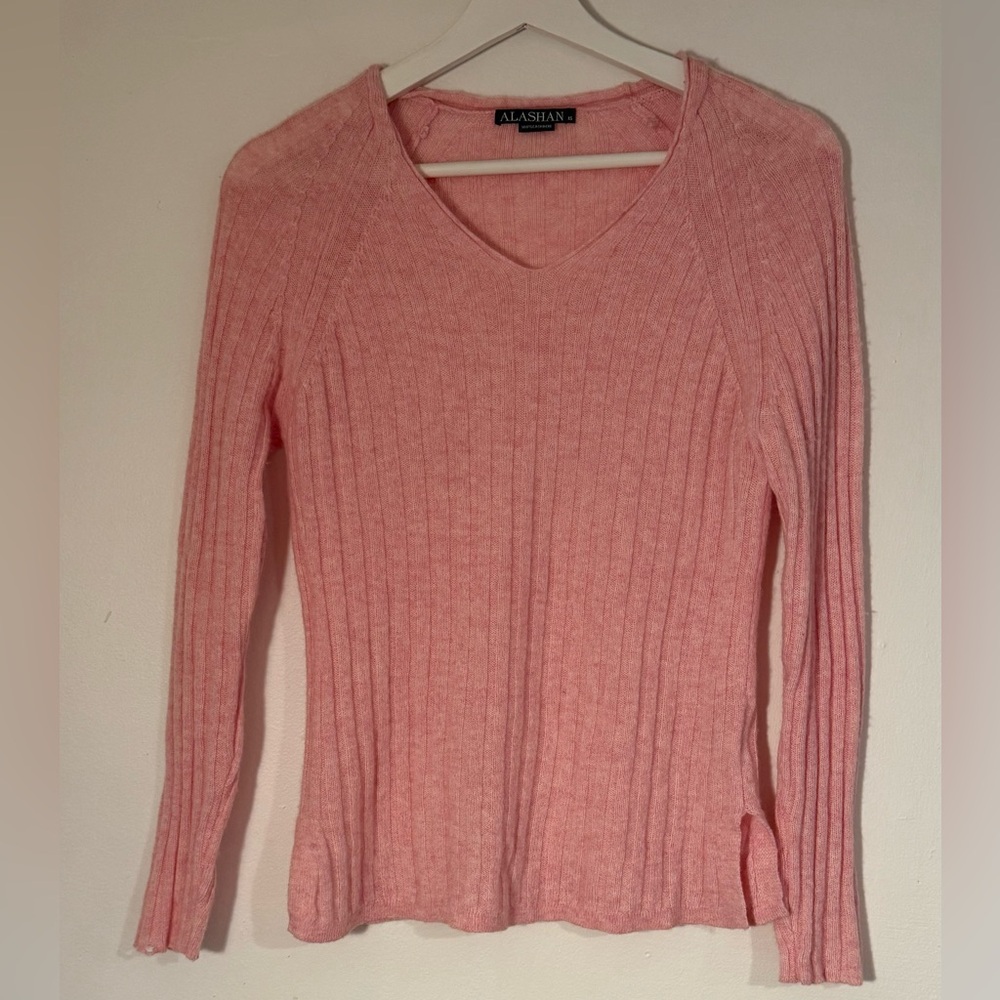 Alashan Pink 100% cashmere ribbed sweater